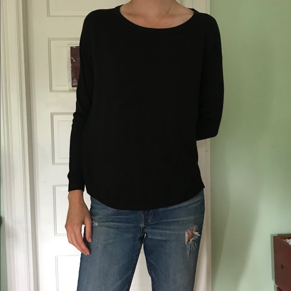 Black chiffon-back Loft sweater, S